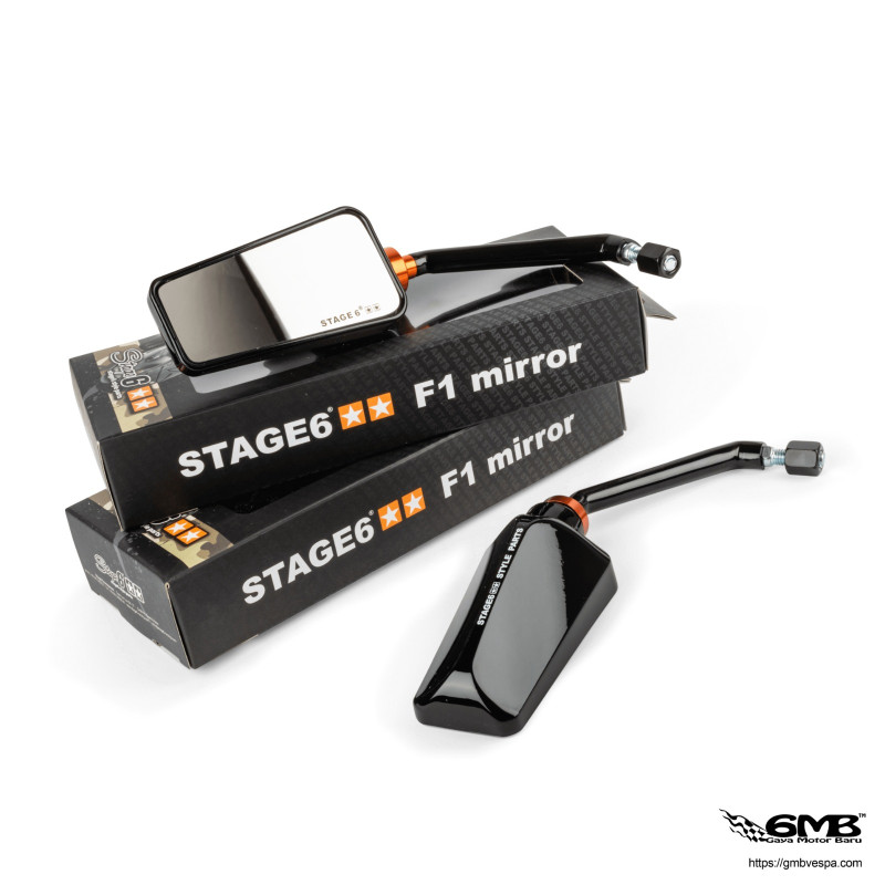 Stage6 Mirror F1 Look thread M8 x 20mm Black (PAIR)