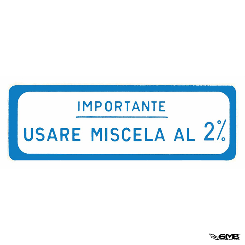 Sticker "use 2% mixture" for Vespa 125 VNB/​150 VBA/​VBB/​GL