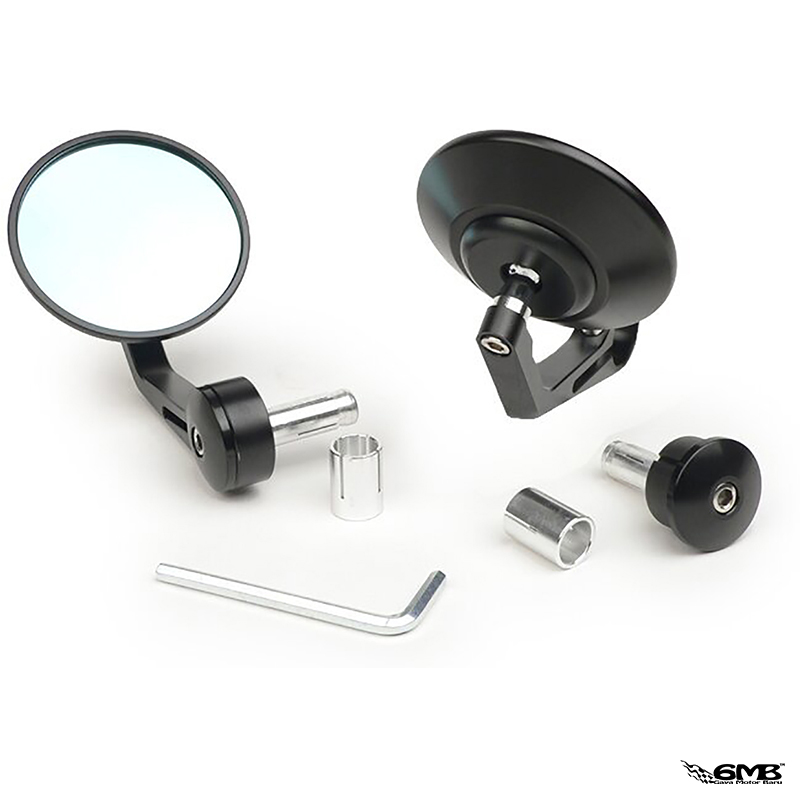 OEM CNC Mirror set Handle Bar Ends Ø=80mm Black Gloss
